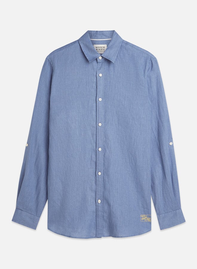 Chemise Scotch & Soda en lin bleu infini