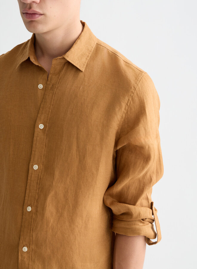 Chemise Scotch & Soda en lin caramel