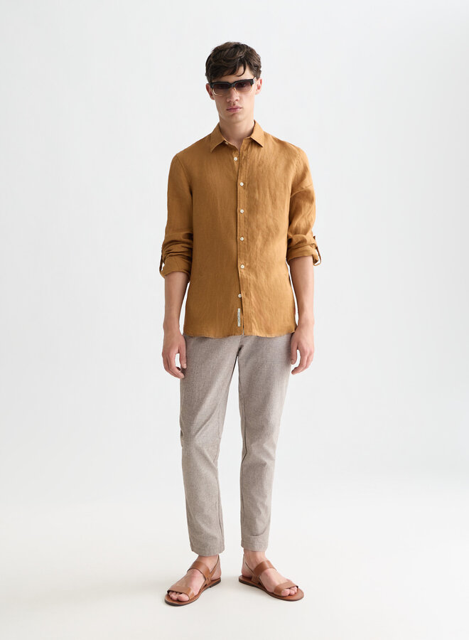 Chemise Scotch & Soda en lin caramel