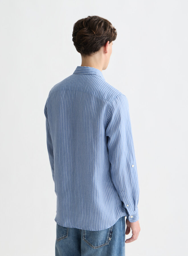 Chemise Scotch & Soda en lin bleu infini rayée