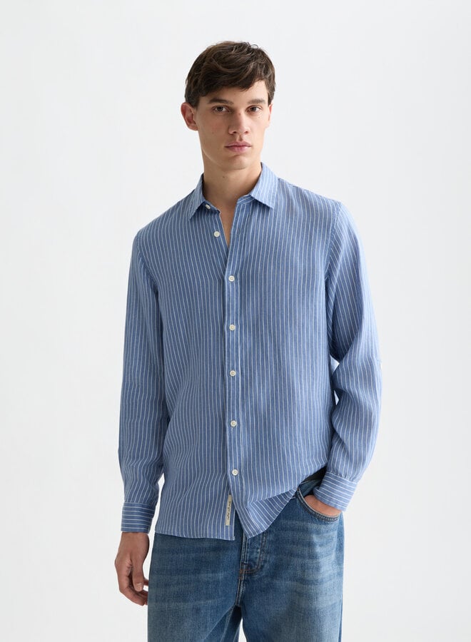 Chemise Scotch & Soda en lin bleu infini rayée