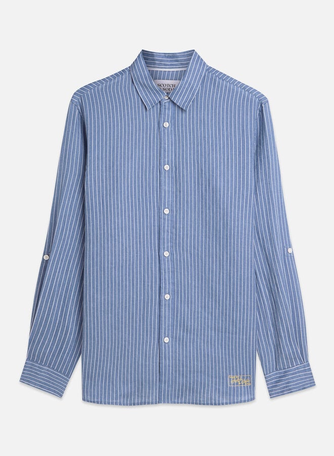 Chemise Scotch & Soda en lin bleu infini rayée