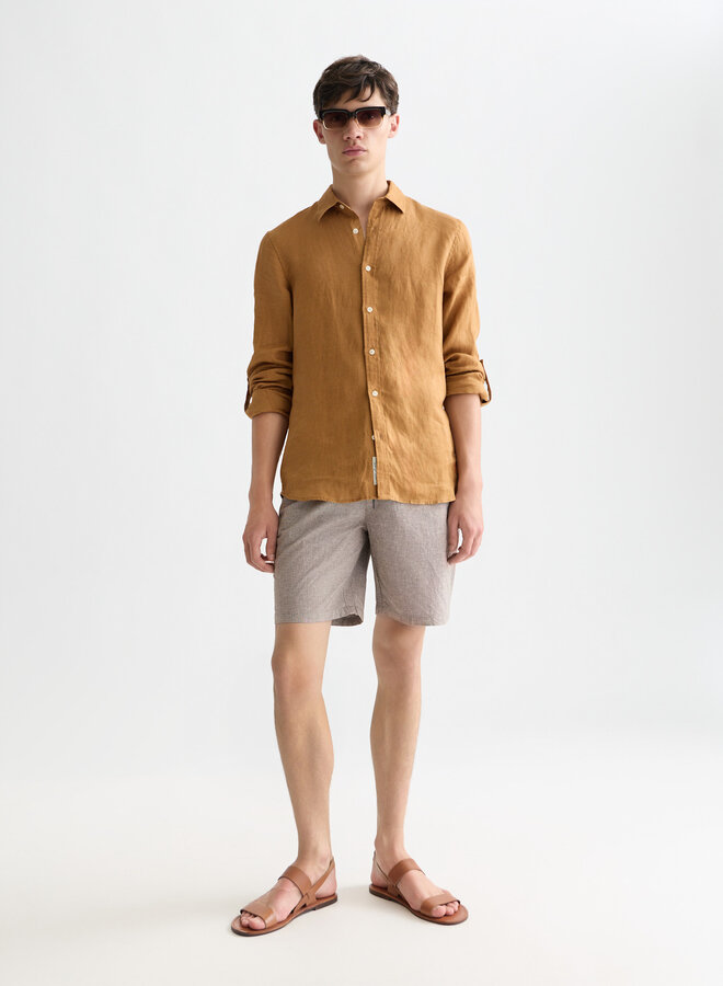 Bermuda Scotch & Soda à taille élastique tissé bleu marine & caramel