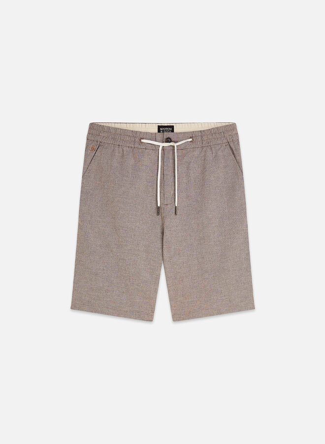 Bermuda Scotch & Soda à taille élastique tissé bleu marine & caramel