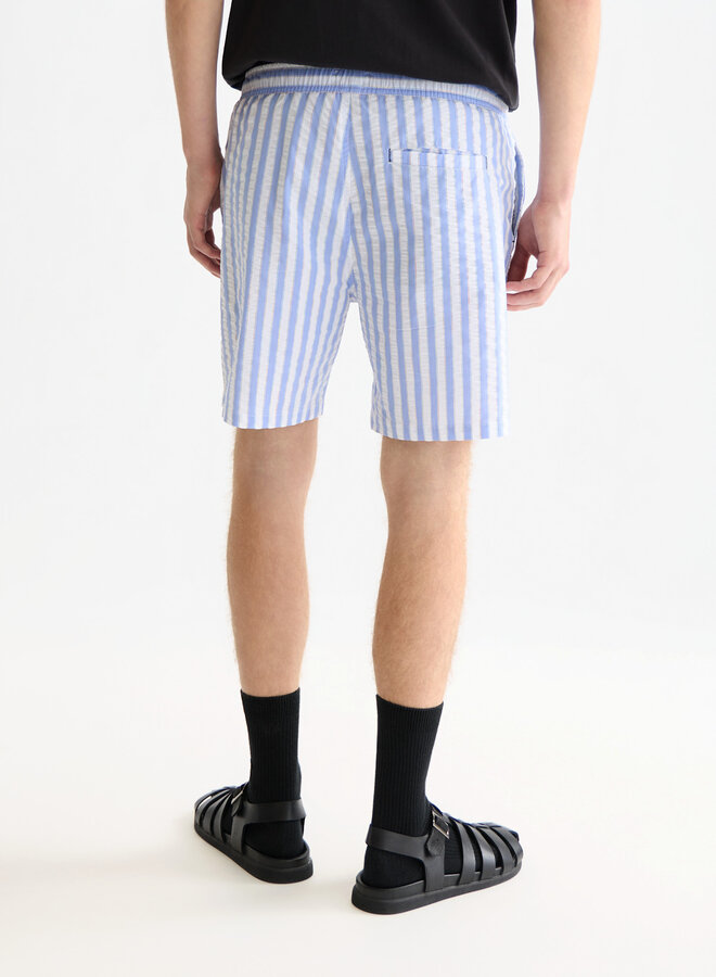 Maillot de bain bleu rayé blanc