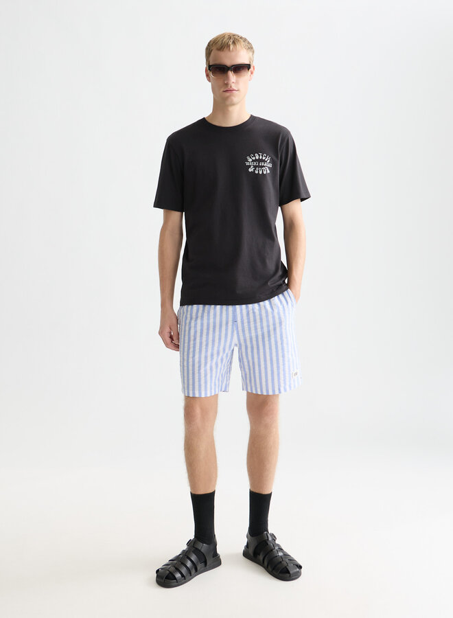 Maillot de bain bleu rayé blanc