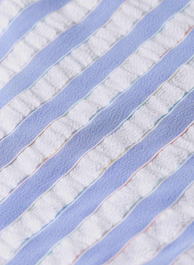 Maillot de bain bleu rayé blanc