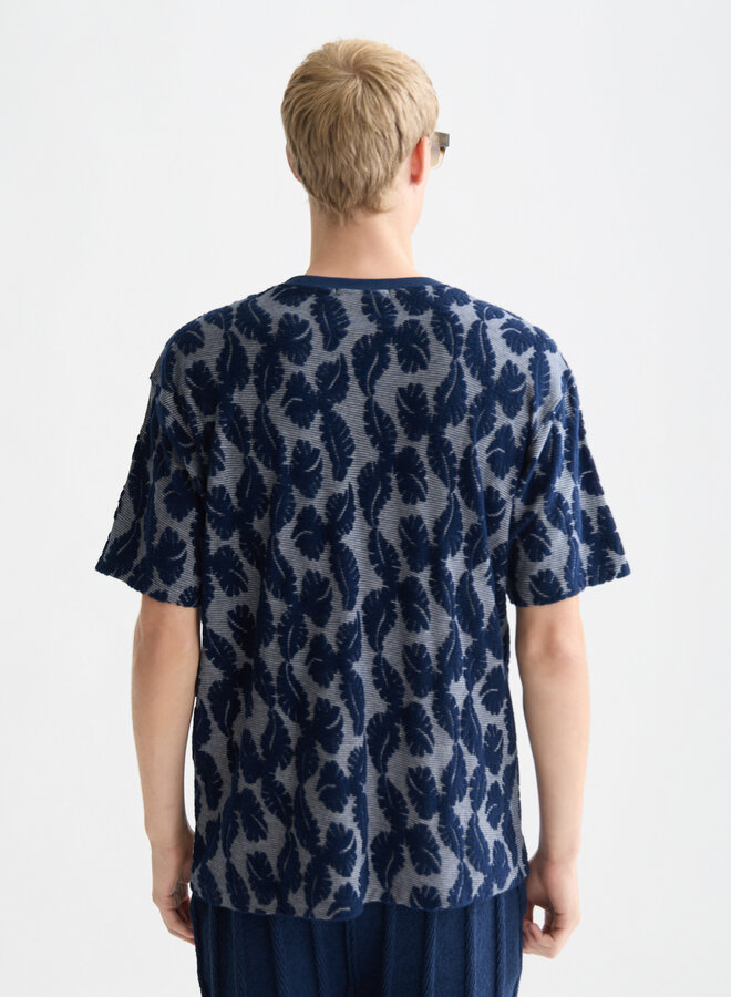 T-shirt Scotch & Soda imprimé feuille bleu marine & blanc