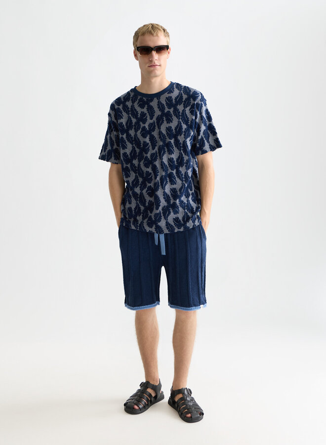 T-shirt Scotch & Soda imprimé feuille bleu marine & blanc