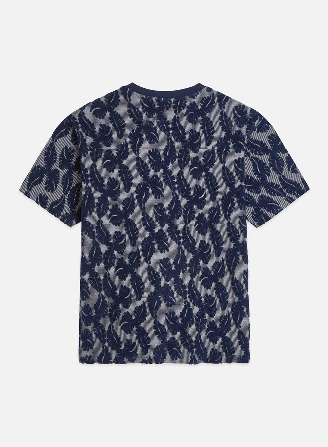 T-shirt Scotch & Soda imprimé feuille bleu marine & blanc