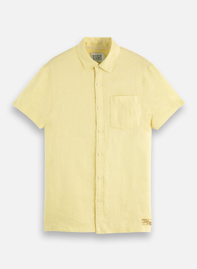 Chemise Scotch & Soda à manches courtes en lin jaune