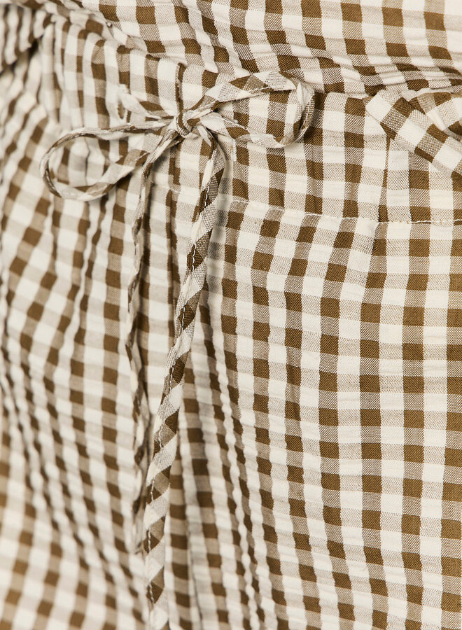 Short Easy Gingham à carreaux vichy brun khaki & écrus