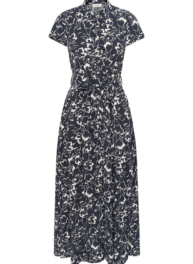 Robe longue Soaked Arjuna Maxi bleu marine fleurie blanche