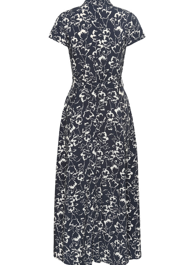 Robe longue Soaked Arjuna Maxi bleu marine fleurie blanche