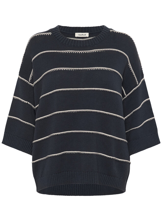 Tricot Soaked Rava Romy bleu marine rayé blanc