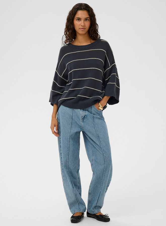 Tricot Soaked Rava Romy bleu marine rayé blanc