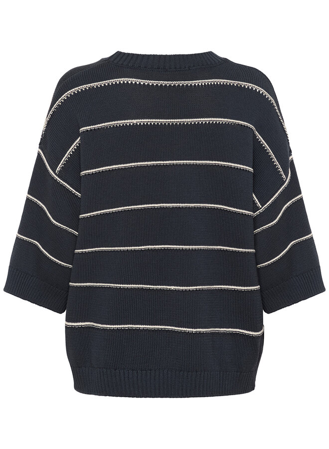 Tricot Soaked Rava Romy bleu marine rayé blanc