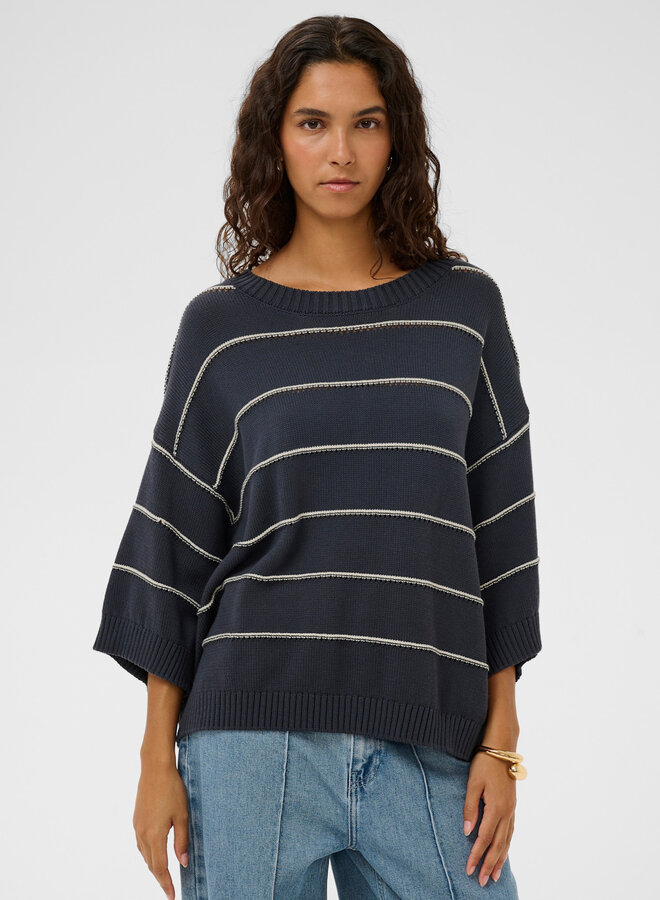 Tricot Soaked Rava Romy bleu marine rayé blanc