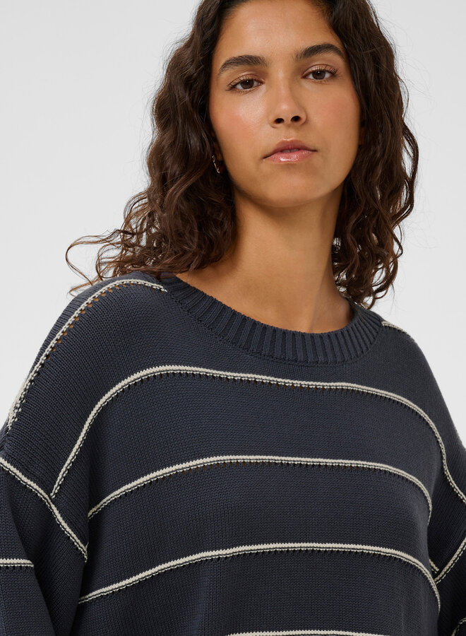 Tricot Soaked Rava Romy bleu marine rayé blanc