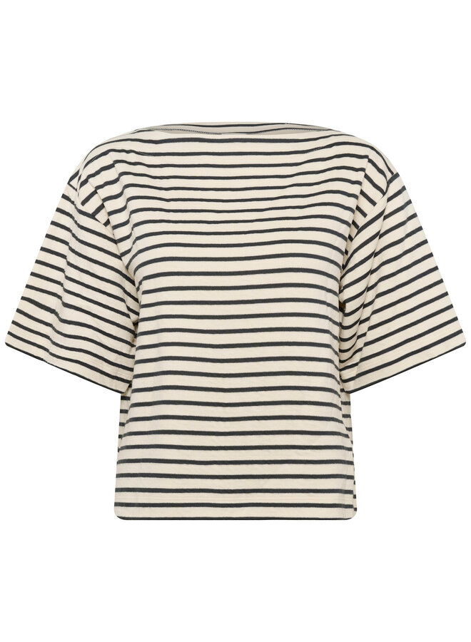 Chandail Soaked Ingina molletonné écru rayé bleu marine