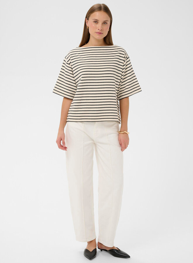 Chandail Soaked Ingina molletonné écru rayé bleu marine