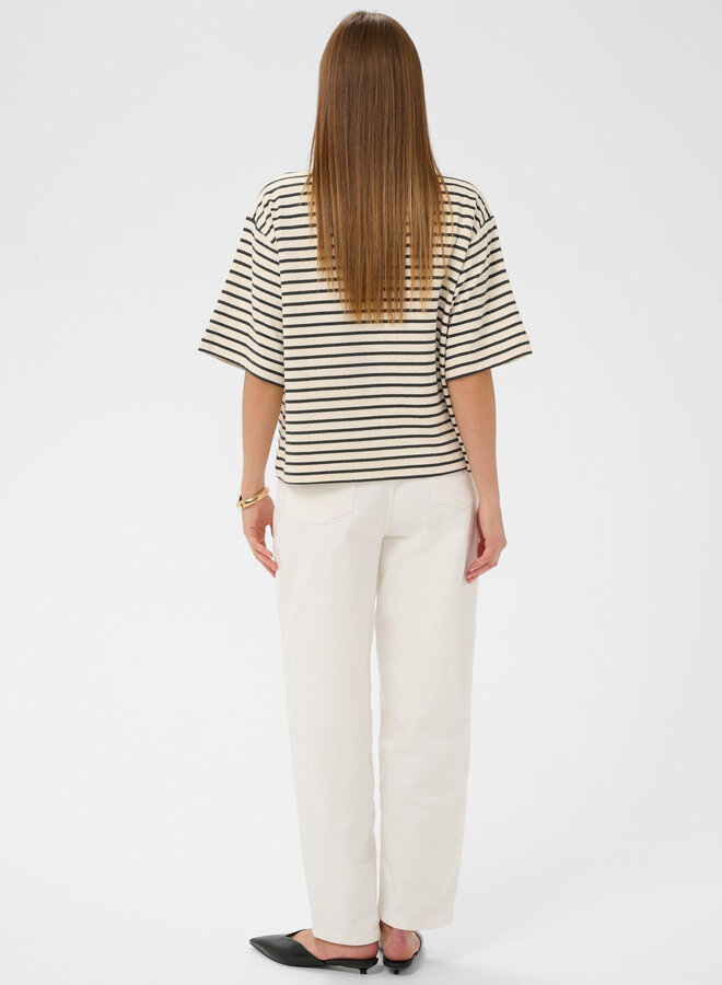 Chandail Soaked Ingina molletonné écru rayé bleu marine