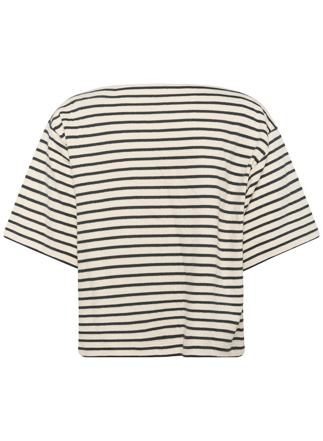 Chandail Soaked Ingina molletonné écru rayé bleu marine