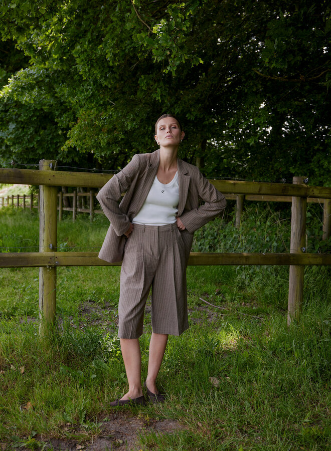 Veston Soaked Ginevra brun cappuccino rayé