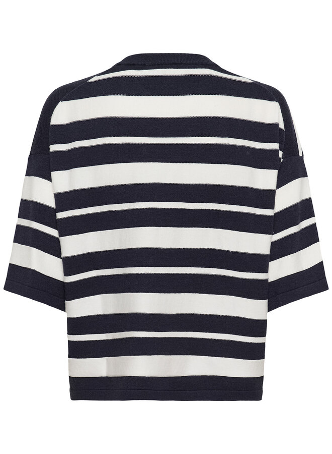 Tricot Soaked Spina Boxy bleu marine rayé blanc