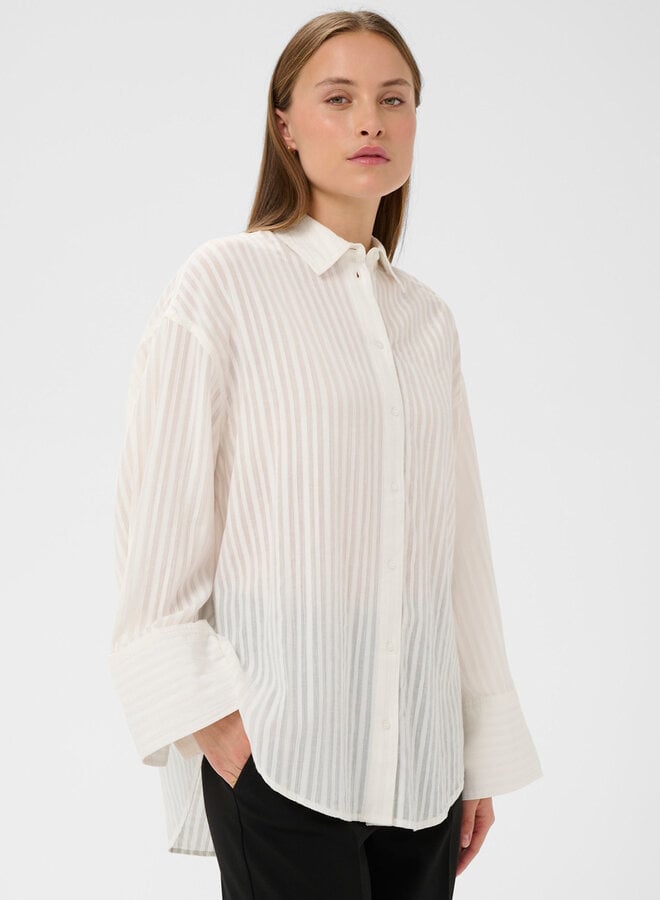 Chemise Soaked Bianca surdimensionnée à rayures ton sur ton écrue