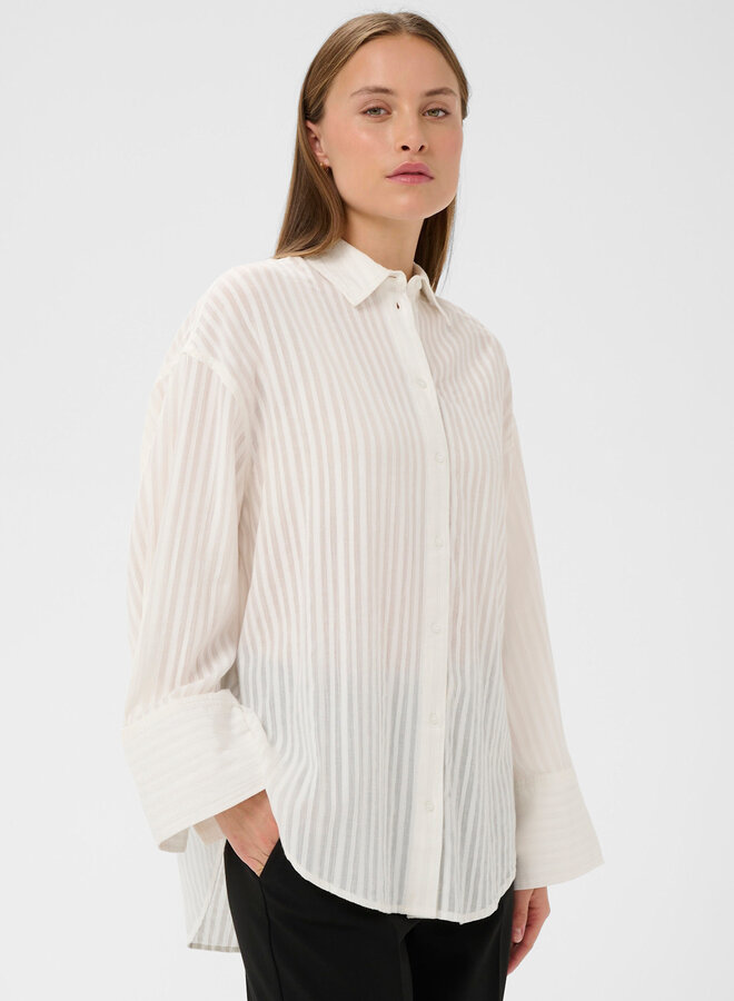 Chemise Soaked Bianca surdimensionnée à rayures ton sur ton écrue