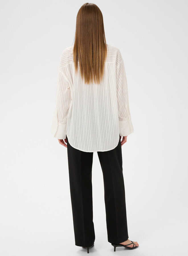 Chemise Soaked Bianca surdimensionnée à rayures ton sur ton écrue