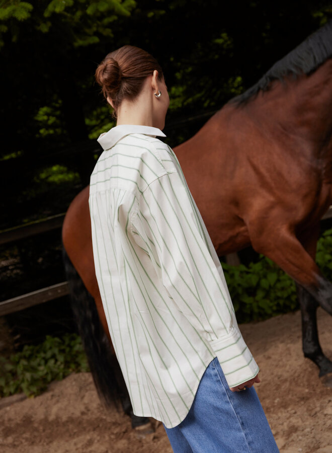 Chemise Soaked Bianca surdimensionnée à rayures ton sur ton écrue