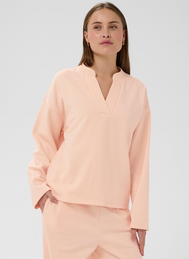 Chandail Soaked Rolanda à col V molletonné rose