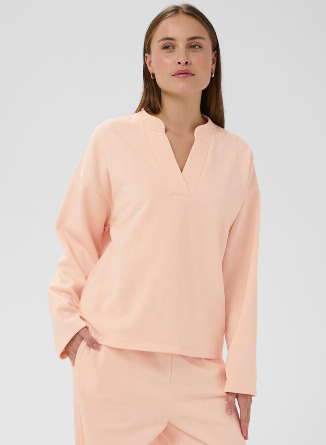 Chandail Soaked Rolanda à col V molletonné rose