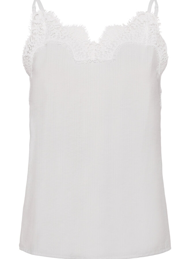 Camisole Soaked Alessia à dentelle blanche & fines rayures bleu marine