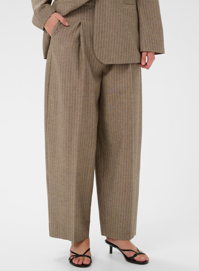 Pantalon Soaked Ginevra brun cappuccino rayé