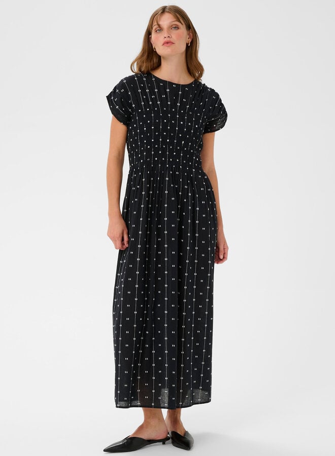 Robe longue Soaked Amelie noire à insertions blanches