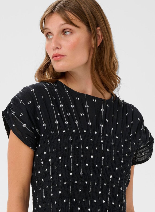 Robe longue Soaked Amelie noire à insertions blanches