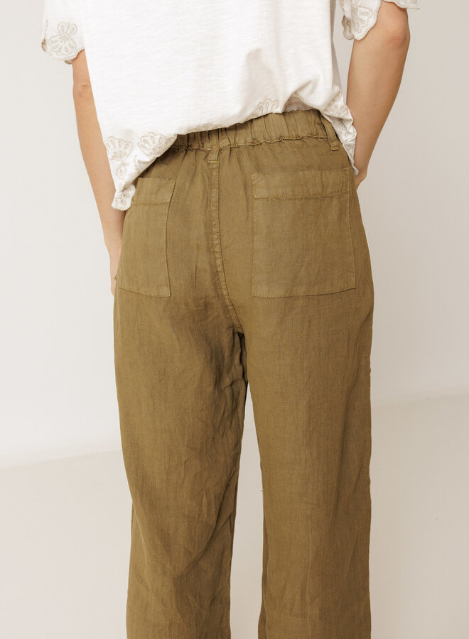 Pantalon Indi & Cold en lin vert khaki