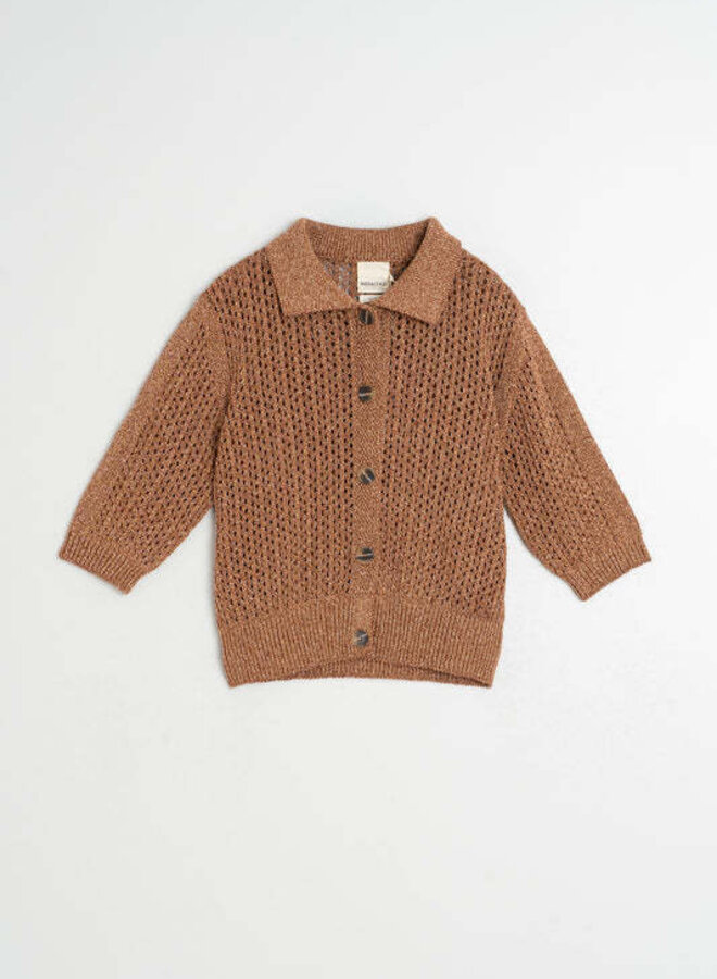 Cardigan Indi & Cold à col classique ajouré terracotta