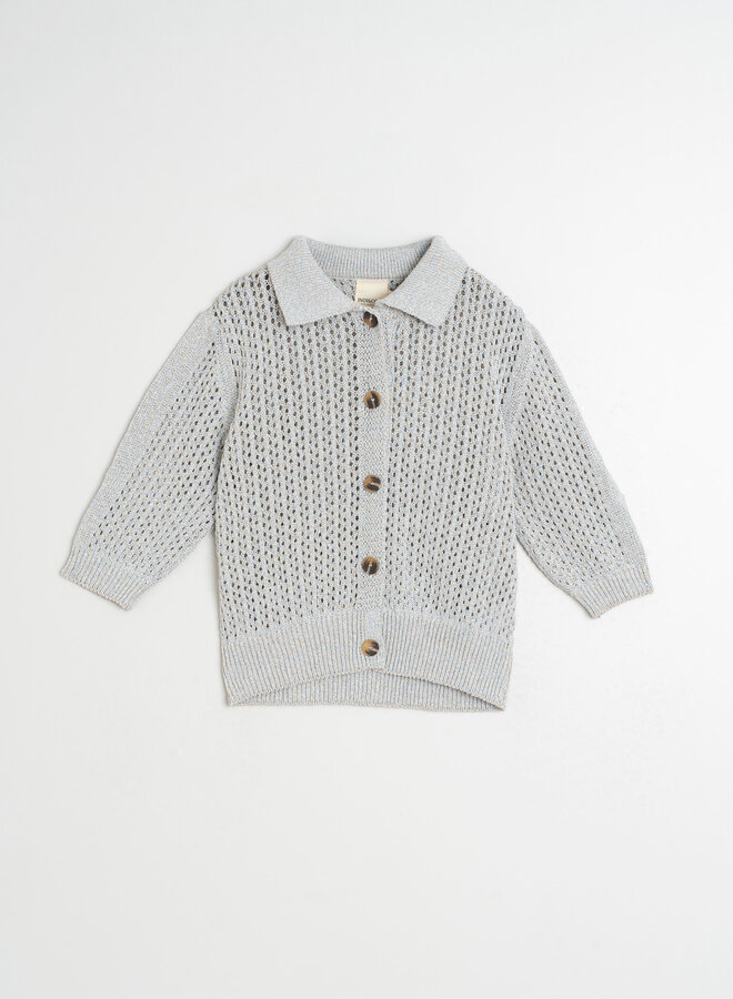 Cardigan Indi & Cold à col classique ajouré bleu ciel