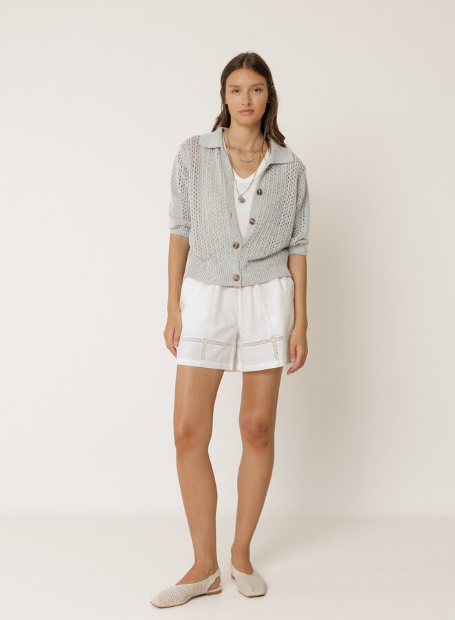 Cardigan Indi & Cold à col classique ajouré bleu ciel