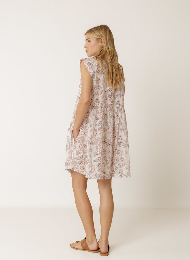Robe Indi & Cold blanche paisley rose litchi