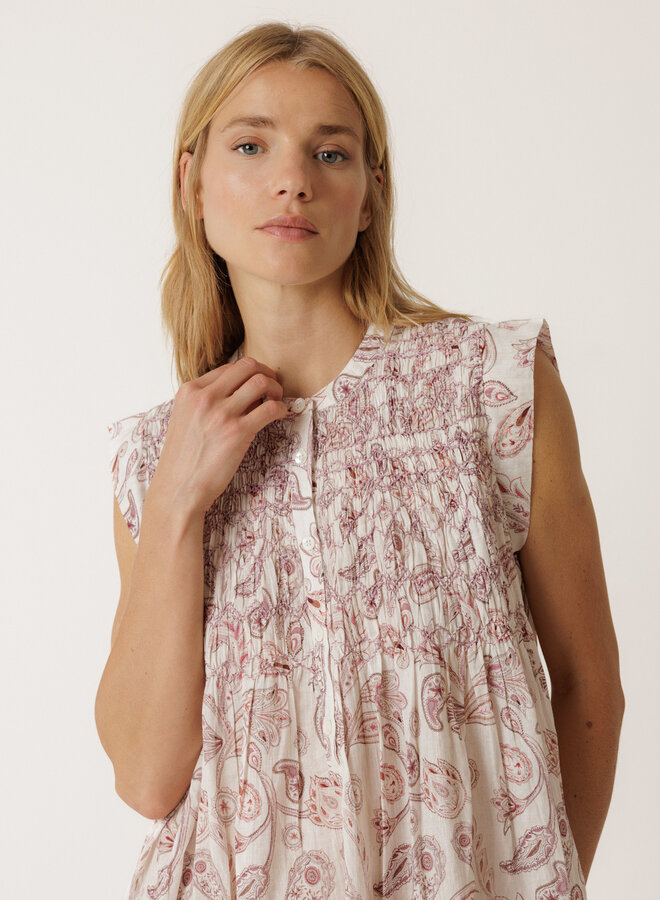 Robe Indi & Cold blanche paisley rose litchi