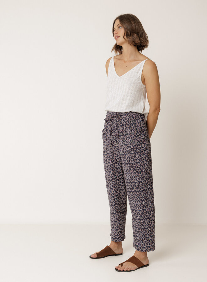 Pantalon Indi & Cold à taille élastique bleu marine imprimé