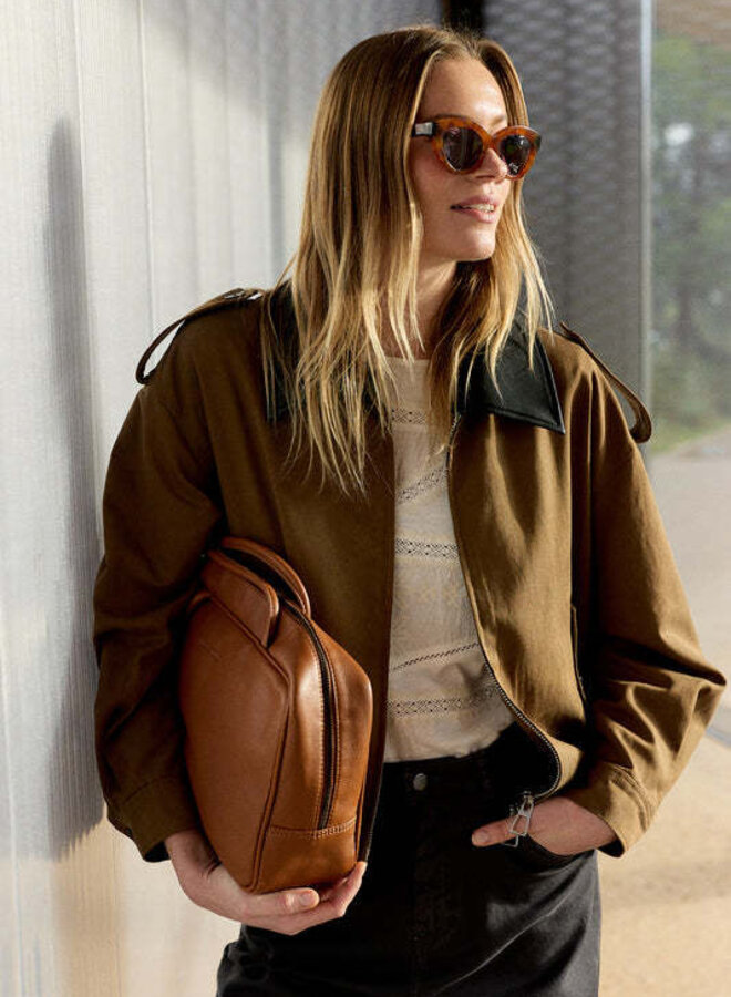 Jacket Indi & Cold à col classique à zip marron