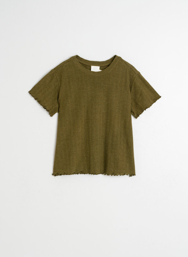 T-shirt Indi & Cold en pointelle côtelé vert khaki