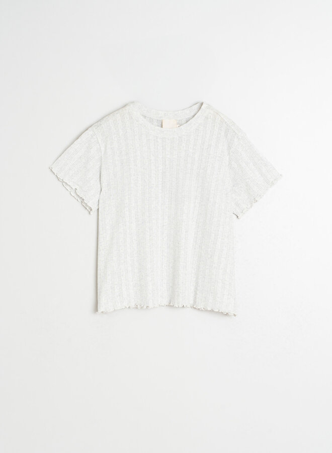 T-shirt Indi & Cold en pointelle côtelé gris mélange