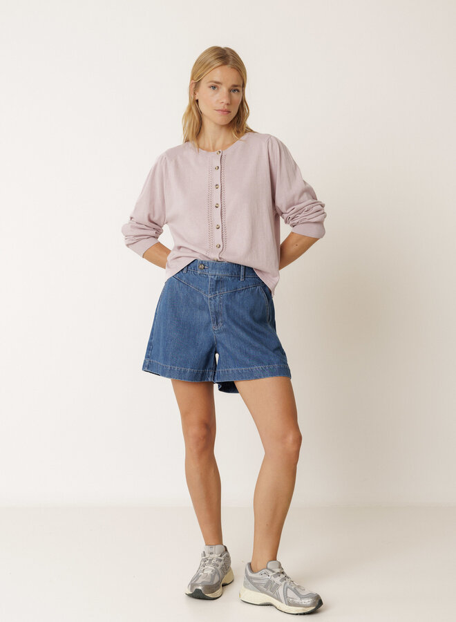 Cardigan Indi & Cold à col rond boutonné rose